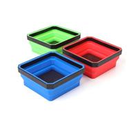 Steowsey 3 pezzi quadrato in silicone pieghevole parti magnetiche vassoio hardware strumenti parti scatola vassoio in silicone blu e verde e rosso