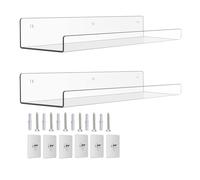 Steowsey Confezione da 2 mensole in acrilico da parete, 38 cm, librerie galleggianti per bambini, organizer per bagno, camera da letto