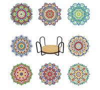 Steowsey Kit di 8 sottobicchieri Mandala Diamond Art con supporto, kit fai da te per adulti