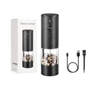 Steowsey Macinino elettrico automatico per pepe e sale con luce a LED regolabile grossolanità macinino spezie strumento di cottura nero facile da installare