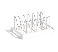 Steowsey Organizer espandibile per pentole e padelle sotto armadietto, organizer per padelle e pentole con rivestimento in gomma, per armadio da cucina, facile da installare e da usare