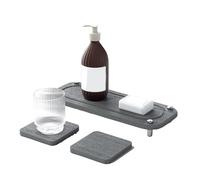 Steowsey Organizer per lavello da cucina ad asciugatura rapida istantanea, vassoio per lavello in pietra, con supporto per spugna assorbente in terra di diatomee, facile da installare