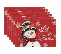 Steowsey Set di 6 tovagliette natalizie rosse, 30,5 x 45,7 cm, ideali per le festività natalizie