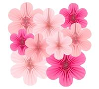 Steowsey Set di fiori a ventaglio di carta rosa, accessori decorativi con pompon e ghirlande per matrimoni, compleanni