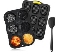 Steowsey Set di padelle per pane francese in silicone e padella per hamburger con spatola antiaderente 9 tazze teglia da forno 6 tazze stampo per hamburger panino facile da installare facile da usare