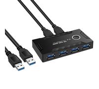 Steowsey USB 3.0 KVM Switcher 2 in 4 Out Hub Adapter Plastica per Tastiera Mouse Stampante Monitor