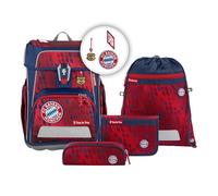 Step by Step Set di 5 zaini per la scuola Cloud ergonomici con riflettori, regolabile in altezza con cintura in vita, a partire dalla prima classe, 19 l, Mia San Mia rosso-blu