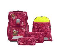 Step by Step Giant - Set di 5 zaini per la scuola ergonomici con riflettori, regolabile in altezza con cintura in vita e petto, per bambini dai 1 ° grado, 23 litri, Wild Horse Nora, rosso