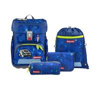 Step by Step Set di 5 zaini per la scuola Cloud ergonomici con riflettori, regolabile in altezza con cintura in vita, a partire dalla prima classe, 19 l, Police Truck Charly - Blu