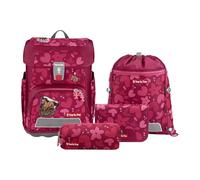 Step by Step Set di 5 zaini per la scuola Cloud ergonomici con riflettori, regolabile in altezza con cintura in vita, a partire dalla prima classe, 19 l, Wild Horse Nora, rosso