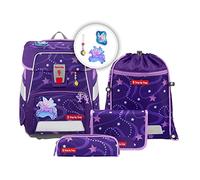 Step by Step Set di 5 zaini per la scuola Space, ergonomici con riflettori, regolabili in altezza con cintura in vita, a partire dalla prima classe, 20 l, Pegasus Emily - Viola, Pegasus Emily