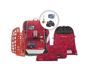 Step by Step Set di 6 zaini per la scuola 2 in 1 PLUS, ergonomici con riflettori, regolabili in altezza con cintura in vita, a partire dalla prima classe, 19 l, Monster Truck Rocky, Taglia unica