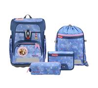 Step by Step Set di zaini per la scuola Cloud, 5 pezzi, ergonomici con riflettori, regolabile in altezza con Easy Belt per bambini a partire dalla 1° grado, 19L, Horse Friends - Blu