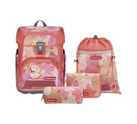 Step by Step Set di zaini per la scuola Cloud, 5 pezzi, zaino ergonomico con catarifrangenti, regolabile in altezza con cintura in vita, a partire dalla prima classe, 19L, Dog Kira - Rosa, moderno