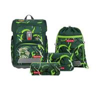 Step by Step Set di zaini per la scuola Cloud, 5 pezzi, zaino ergonomico con catarifrangenti, regolabile in altezza con cintura in vita, a partire dalla prima classe, 19L, Ninja Akiro - Verde, moderno
