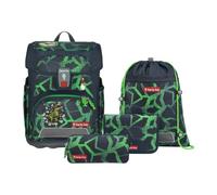 Step by Step Set di zaini per la scuola Cloud, 5 pezzi, zaino ergonomico con catarifrangenti, regolabile in altezza con cintura in vita, a partire dalla prima classe, 19L, Dino Titus, verde, moderno