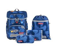 Step by Step Set di zaini per la scuola Cloud Reflect, 5 pezzi, ergonomici con riflettori, regolabili in altezza con cintura in vita per ragazzi a partire dalla prima classe, 19 l, Rocket Novo - Blu