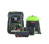 Step by Step Set di zaini per la scuola FIT 5 pezzi, ergonomici con riflettori, regolabile in altezza con cintura in vita per ragazzi e ragazze a partire dalla prima classe, 19 l, Danger Cat Chiko