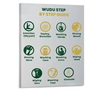 Step by Step Wudu Guide Islamic Ablution Poster Educational Chart for New Muslims Home School Decor(Framed,12x18inch(30x45cm))