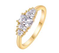 Step - Cut Zircon Gold - Anello placcato oro, rame zircone Craft, Multi - Stone Art Deco Band