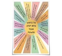 Step Into Your Power Affirmation Poster, Positive Psychology & Empowerment Canvas Wall Art for Mental Health, Therapy Office Decor(Framed,08x12inch(20x30cm))