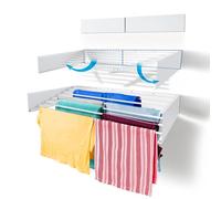 Step Up - Stendibiancheria da parete, retrattile, pieghevole, per interni o esterni, salvaspazio, design compatto ed elegante (120 cm, bianco)