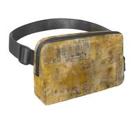 Step Up Your Outdoor Game, Marsupio con tracolla regolabile per uomini e donne in movimento, texture vintage screziata gialla, Multicolore#05, 1.5x9.0x5.9in/4x23x15cm