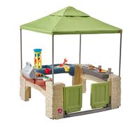 Step2 All Around Playtime Patio Casa Bambini | Casetta in plastica per bambini con cucina e accessori | Include sabbia e giochi d'acqua