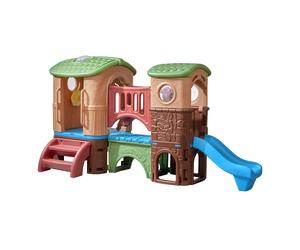 Step2 Clubhouse Climber Parco Giochi con 2 scivoli, scala di arrampicata e tunnel per strisciare | Torre di gioco per bambini in plastica per giardino / esterno
