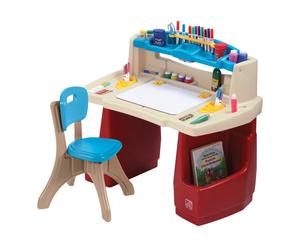 Step2 Deluxe Art Master Scrivania per bambini con sedia | Posto di lavoro per bambini / Scrivania per bambini con illuminazione | Tavolo della creatività con deposito