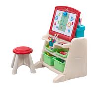 Step2 Flip & Doodle Easel ufficio con sedia per bambini | Scrivania e cavalLetto per bambini 2 in 1 in plastica | Tavolo per la creatività con spazio di stoccaggio