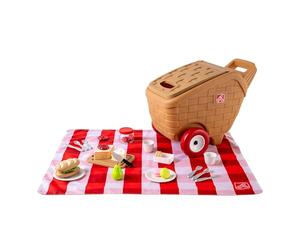 Step2 My First Picnic Basket Giocattoli | Cestino da Picnic con rotelle e Manico - Include Set di Accessori da 30 Pezzi/tovaglia da Picnic - a Partire da 1,5 Anni