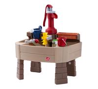 Step2 Pump & Splash Discovery Tavolo d'acqua con pompa | Tavolo acquatico in plastica per bambini, grigio e rosso | Giocattoli acquatici da giardino con 8 accessori