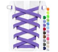 Stepace 2 paia di lacci elastici senza legatura - 6 mm elastici piatti con chiusura a capsula, sistema di allacciatura rapida per sneaker e scarpe sportive, No Tie Laces bambini adulti viola 120