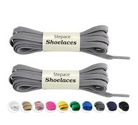 Stepace Lacci Elastici per Scarpe Piatti [2 Paia] Lacci per Scarpe da Sneakers e Scarpe da Corsa - Larghezza 6mm Gray 140