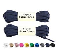 Stepace Lacci Elastici per Scarpe Piatti [2 Paia] Lacci per Scarpe da Sneakers e Scarpe da Corsa - Larghezza 6mm Navy Blue 140