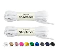 Stepace Lacci Elastici per Scarpe Piatti [2 Paia] Lacci per Scarpe da Sneakers e Scarpe da Corsa - Larghezza 6mm White 160