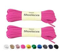 Stepace Lacci Elastici per Scarpe Piatti [2 Paia] Lacci per Scarpe da Sneakers e Scarpe da Corsa - Larghezza 6mm Hot pink 120
