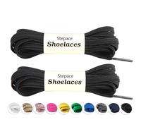 Stepace Lacci Elastici per Scarpe Piatti [2 Paia] Lacci per Scarpe da Sneakers e Scarpe da Corsa - Larghezza 6mm Black 120