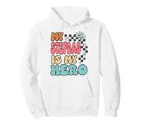 Stepdad Hero Cute Retro Floral Fathers Day Appreciation Felpa con Cappuccio
