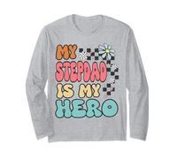 Stepdad Hero Cute Retro Floral Fathers Day Appreciation Maglia a Manica