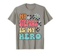 Stepdad Hero Cute Retro Floral Fathers Day Appreciation Maglietta