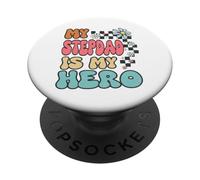 Stepdad Hero Cute Retro Floral Fathers Day Appreciation PopSockets PopGrip Adesivo