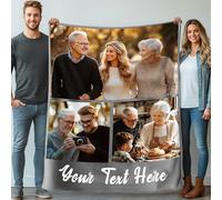 Stepdiy Coperta Personalizzata con Foto 100x130cm | Plaid Personalizzato con 3 Foto e Parole | Regali Personalizzati per Regalo Amica Compleanno