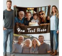 Stepdiy Coperta Personalizzata con Foto 130x150cm | Plaid Personalizzato con 2 Foto e Parole | Coperte Personalizzate con Foto per Regali di Compleanno e Natale per Adulti