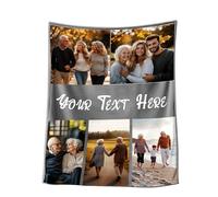 Stepdiy Coperta Personalizzata con Foto 150x200cm | Plaid Personalizzato con 5 Foto e Parole | Coperte Personalizzate Extra Large per Mamma Papà Nonno Nonna per il Compleanno