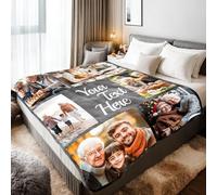Stepdiy Coperta Personalizzata con Foto 150x200cm | Plaid Personalizzato con 6 Foto e Parole | Coperte Personalizzate Extra Large per Mamma Papà Nonno Nonna per il Compleanno