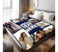 Stepdiy Coperta Personalizzata con Foto 150x200cm | Plaid Personalizzato con 8 Foto e Parole | Coperte Personalizzate Extra Large per Mamma Papà Nonno Nonna per il Compleanno