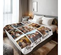 Stepdiy Coperta Personalizzata con Foto 150x200cm | Plaid Personalizzato con 9 Foto e Parole | Coperte Personalizzate Extra Large per Mamma Papà Nonno Nonna per il Compleanno