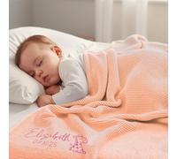 Stepdiy Coperta personalizzata con nome ricamato per neonato, 100% cotone, 80x100 cm, baby shower e primo Natale (Rosa Chiaro)